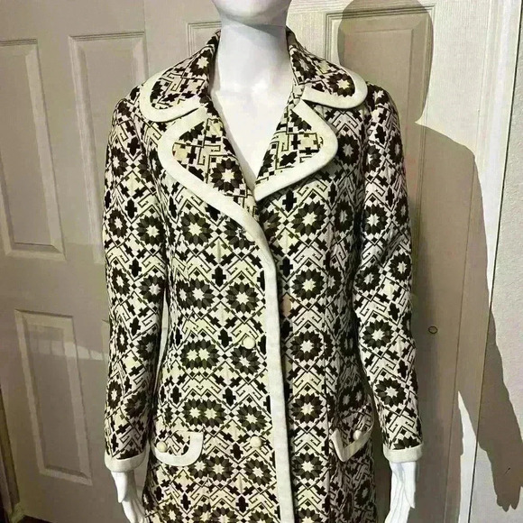 Vintage LILLI ANN Paris 50s 60s Tapestry Jacquard Button Mod House Coat Jacket - Picture 6 of 16